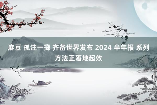麻豆 孤注一掷 齐备世界发布 2024 半年报 系列方法正落地起效