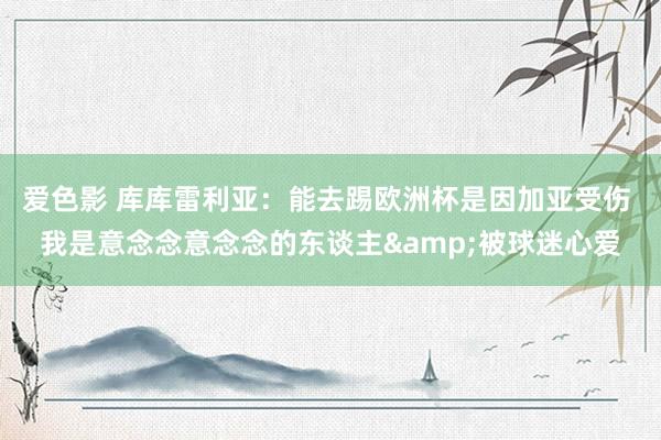 爱色影 库库雷利亚：能去踢欧洲杯是因加亚受伤 我是意念念意念念的东谈主&被球迷心爱