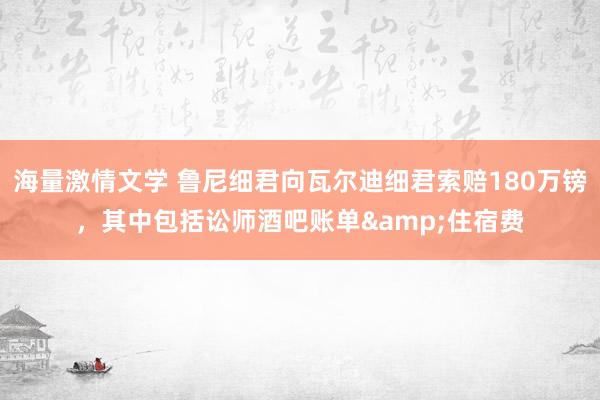 海量激情文学 鲁尼细君向瓦尔迪细君索赔180万镑，其中包括讼师酒吧账单&住宿费