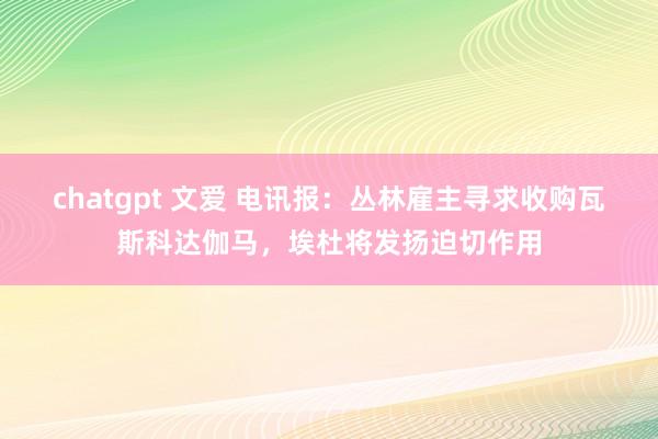 chatgpt 文爱 电讯报：丛林雇主寻求收购瓦斯科达伽马，埃杜将发扬迫切作用